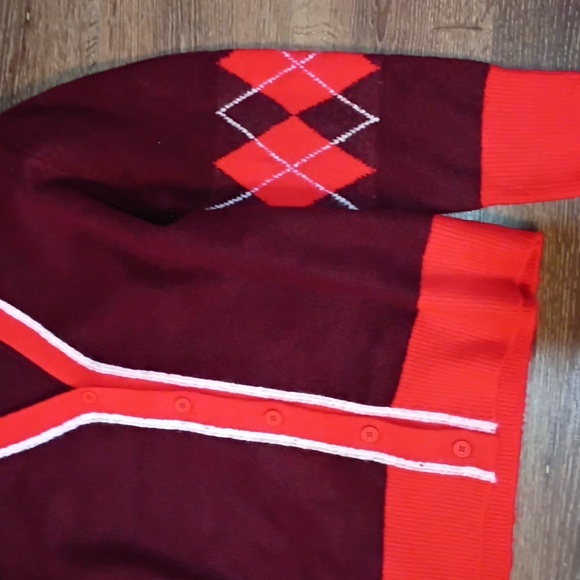 New! Cece Argyle Cardigan Size Medium - Picture 3 of 7